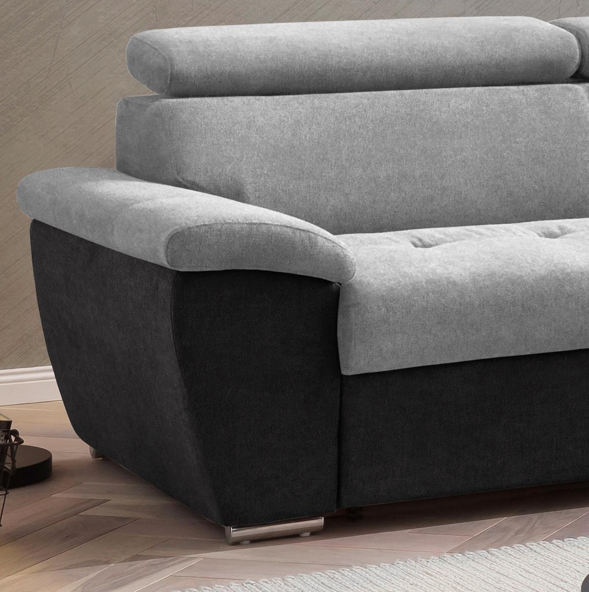 Ecksofa Mit Schlaffunktion Antero Und Bettkasten Hellgrau - Chromfarben/Silberfarben, Design, Textil (262/216cm) - Livetastic