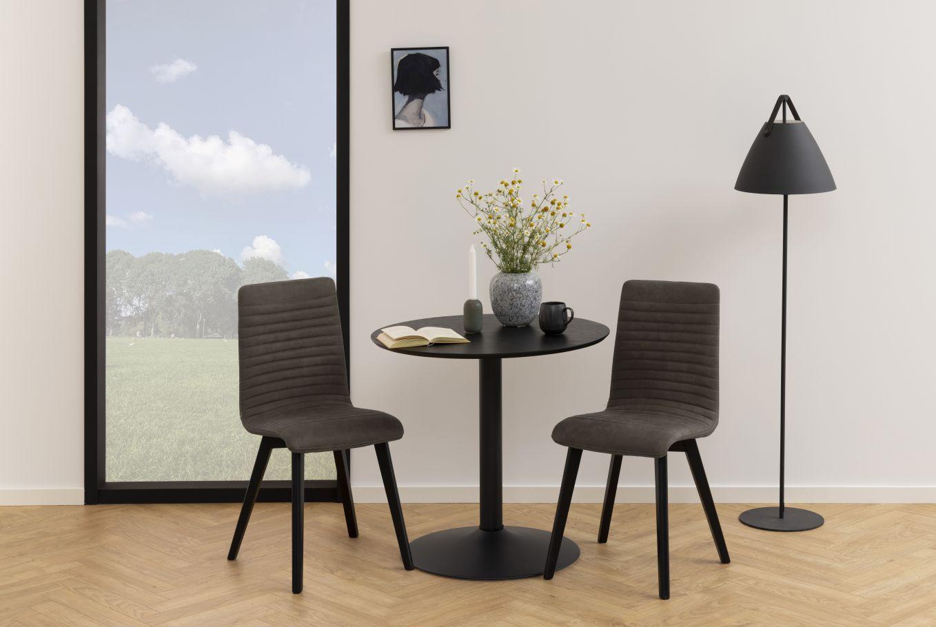 Okrúhly bistro stôl IBIZA, Ø 80 cm, čierny - čierna, Modern, kov/kompozitné drevo (80/75cm)