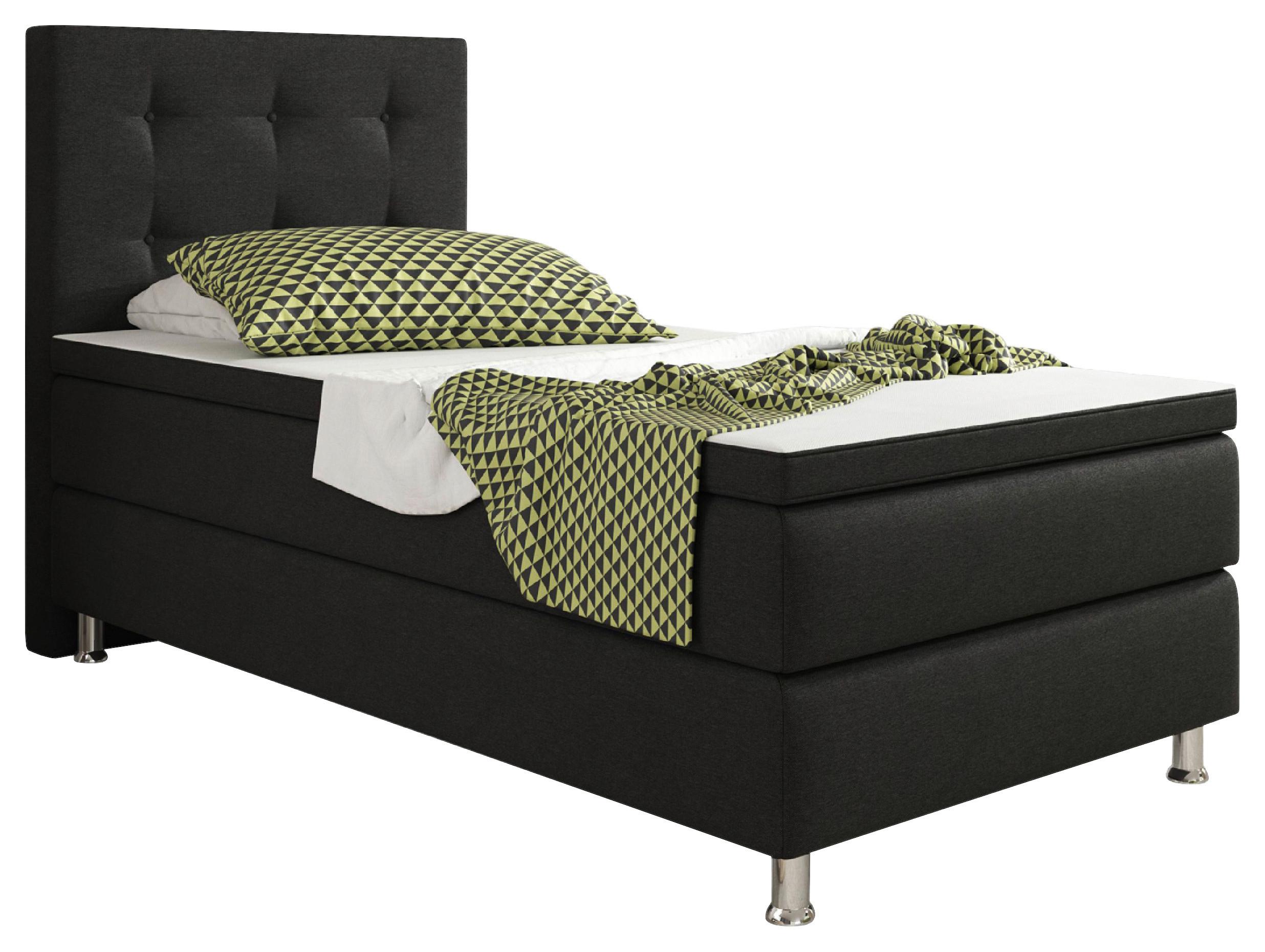 Boxspringbett mit Topper / Matratze 90x200 cm Köln - Silberfarben/Schwarz, KONVENTIONELL, Textil (90/115/210cm) - MID.YOU