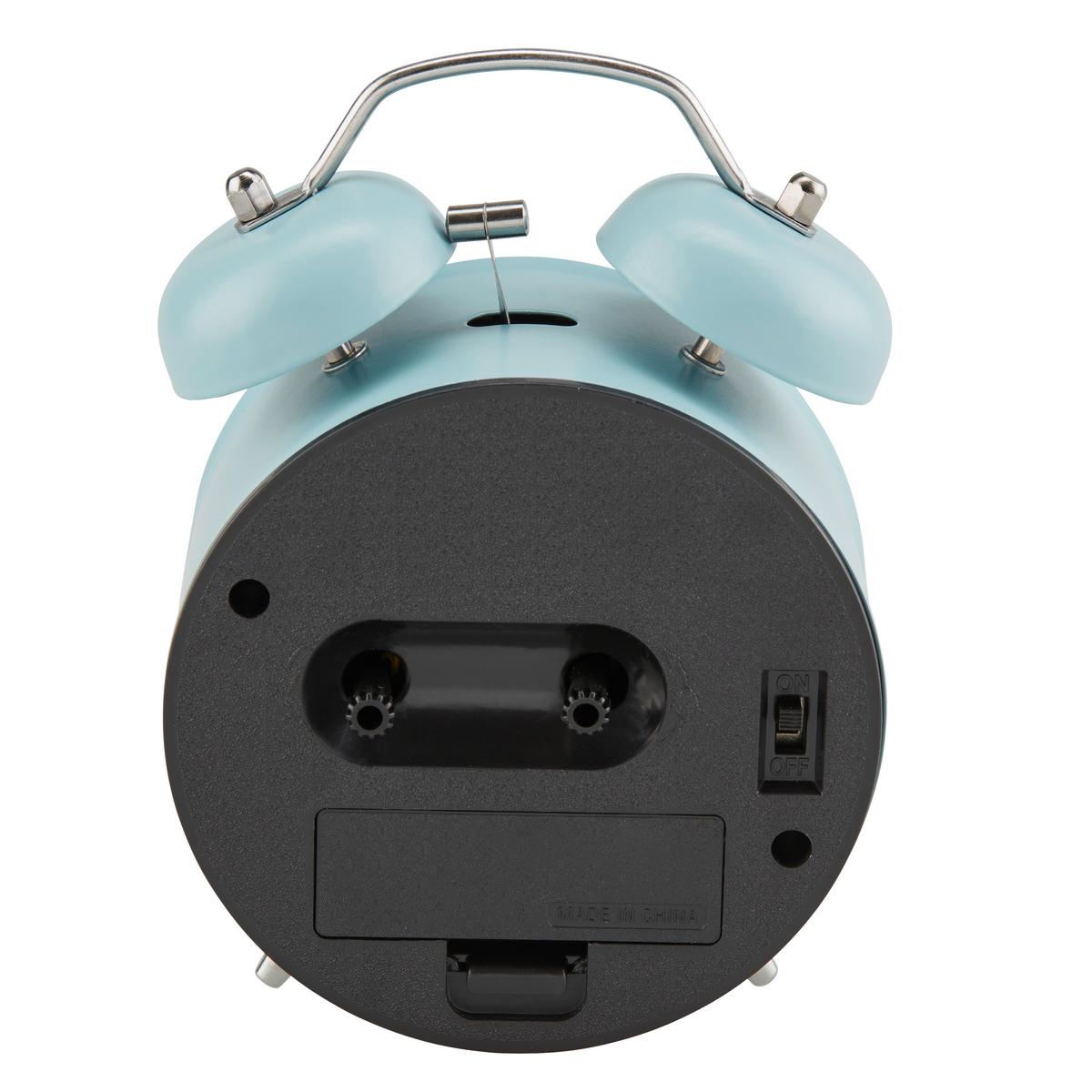 Wecker Alexiana Vintage-Look, H: 13 cm - Hellrosa/Schwarz, Basics, Glas/Papier (9,8/13/5,5cm) - Luca Bessoni