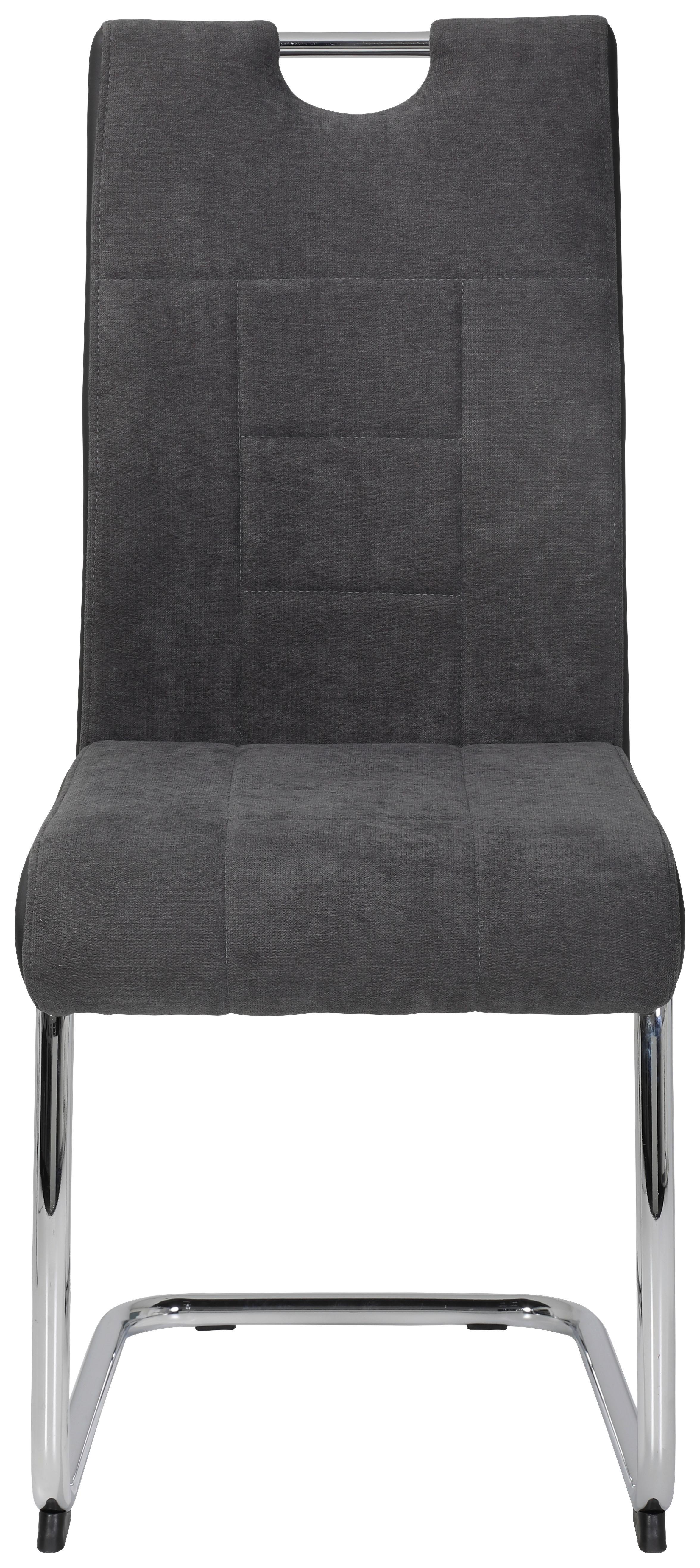 Schwingstuhl Alina S Anthrazit Gepolstert 2er-Set - Chromfarben/Anthrazit, MODERN, Textil/Metall (43/98/59cm) - MID.YOU