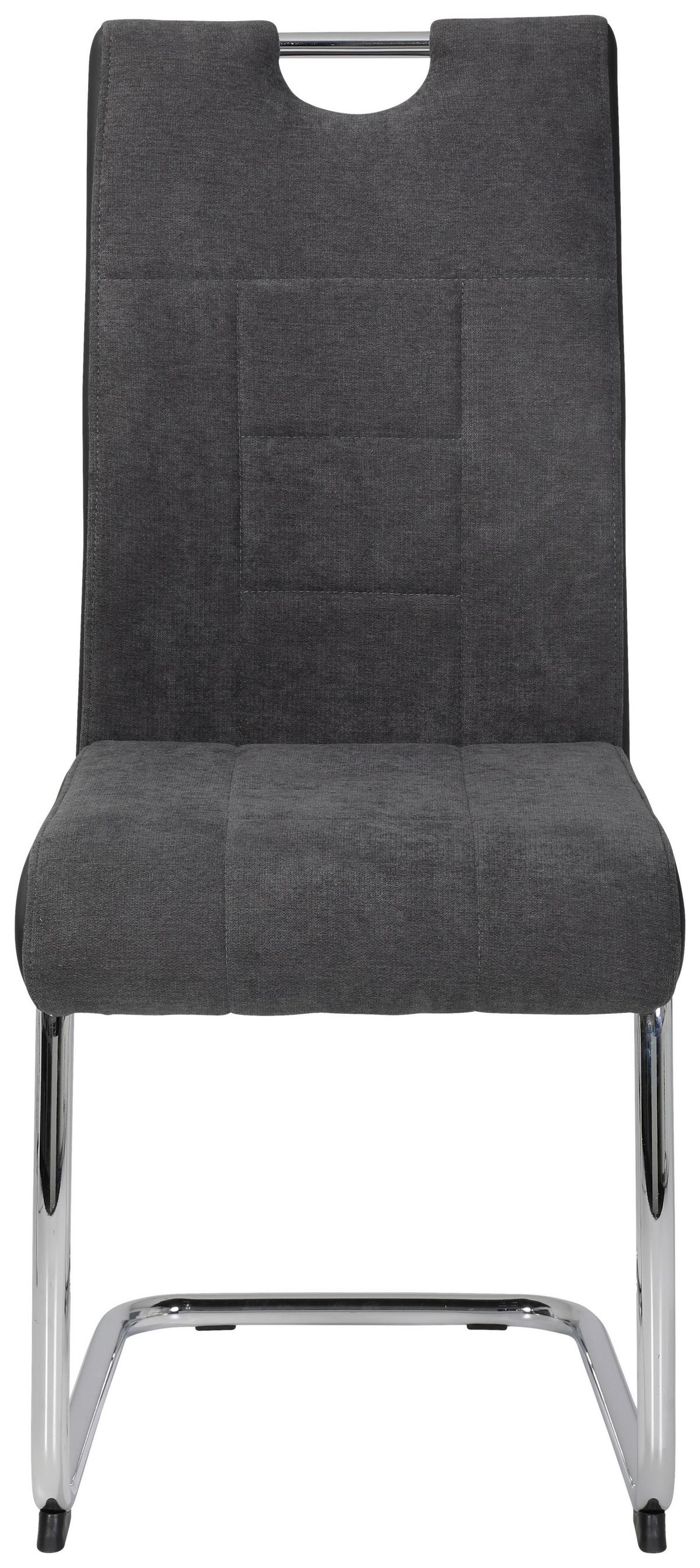 Essgruppe Alina G 5--Teilig. Hellbraun/anthrazit - Chromfarben/Hellbraun, MODERN, Holzwerkstoff/Textil (120-160/80/76cm) - MID.YOU