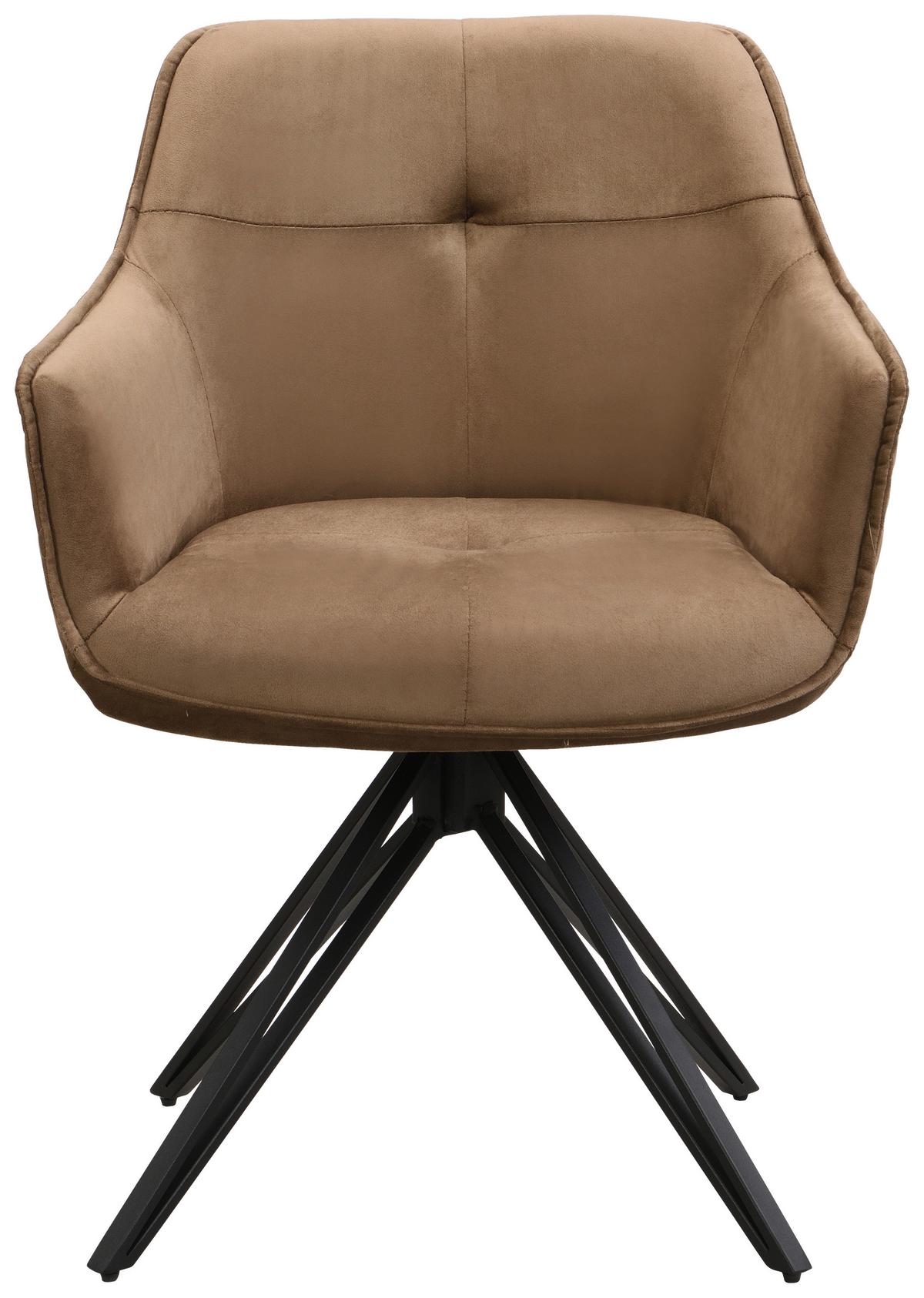 Armlehnstuhl Aurelia Schwarz/Taupe B: 57 cm - Taupe/Schwarz, MODERN, Textil/Metall (57/82/61cm) - Livetastic