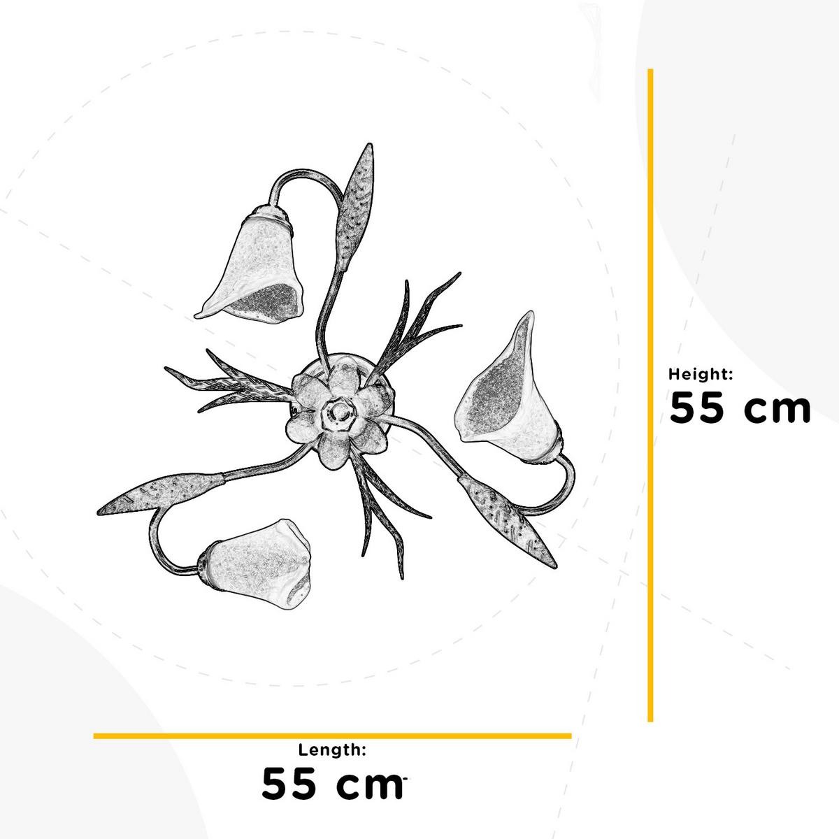 Deckenleuchte 4230/pl3 - Bronzefarben, KONVENTIONELL, Glas/Metall (55/55/25cm)