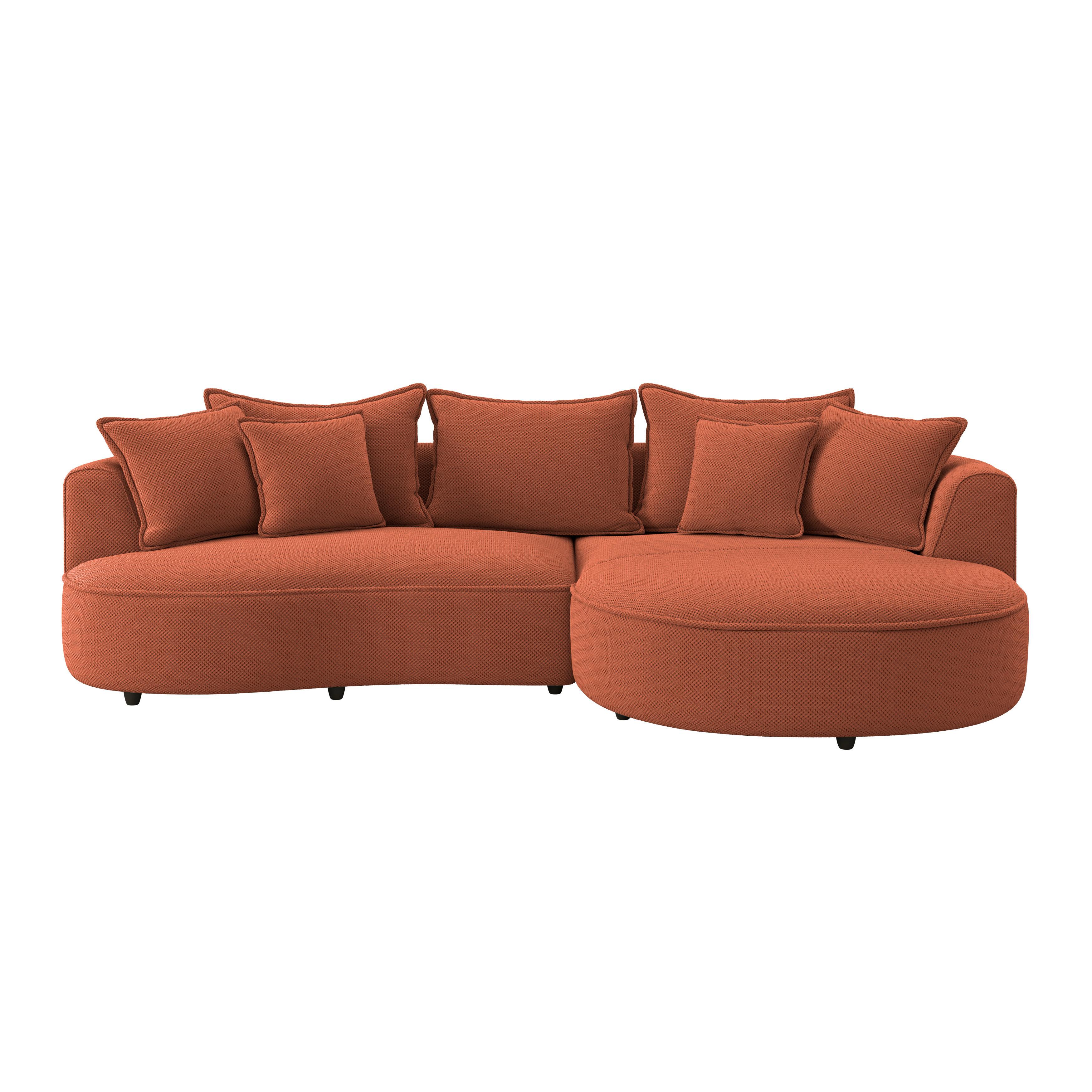 Rohová sedačka LEVI, pravá, terracotta, se 7 polštáři - černá/terracotta, Moderní, textil/plast (287/168cm)