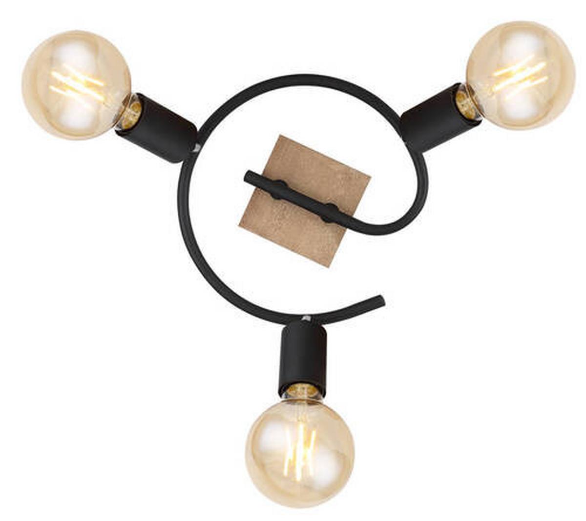 Strahler 54008-3h - Schwarz/Braun, Basics, Holz/Metall (25/14cm) - Globo