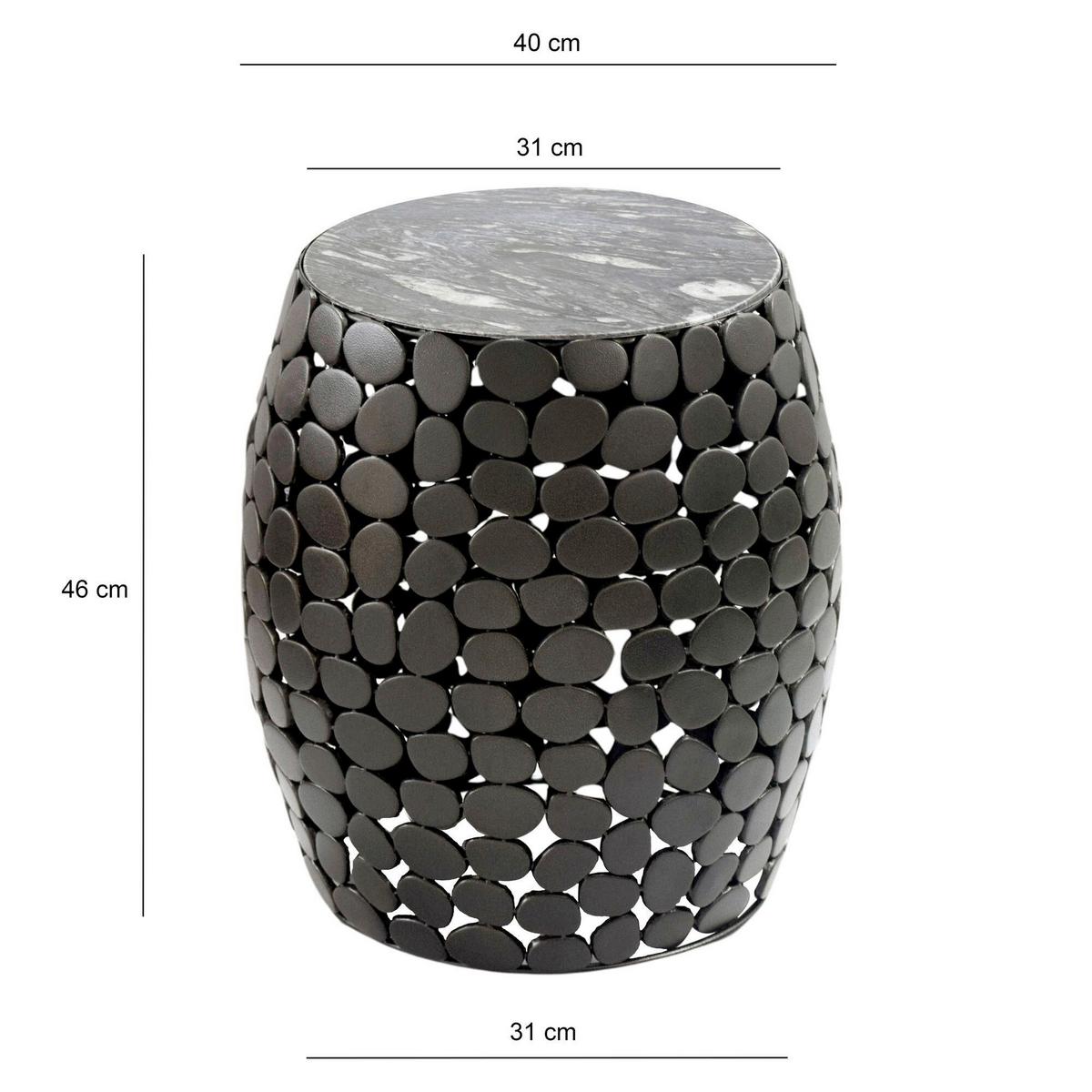 Beistelltisch Schwarz B: 40 Cm - Schwarz, Design, Stein/Metall (40/46/40cm) - Livetastic