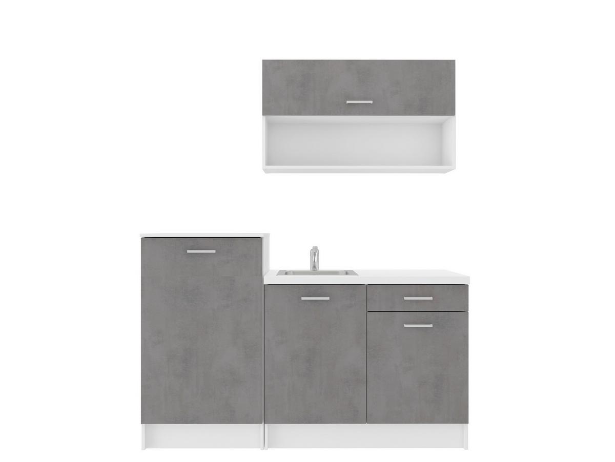 Mini Konyha Smart 160cm - fehér/szürke, Design, faalapú anyag (160cm) - P & B