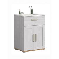 WASCHTISCHKOMBI Verona Lärchefarben B: 60cm - Silberfarben/Lärchefarben, Trend, Keramik/Holzwerkstoff (60cm) - MID.YOU