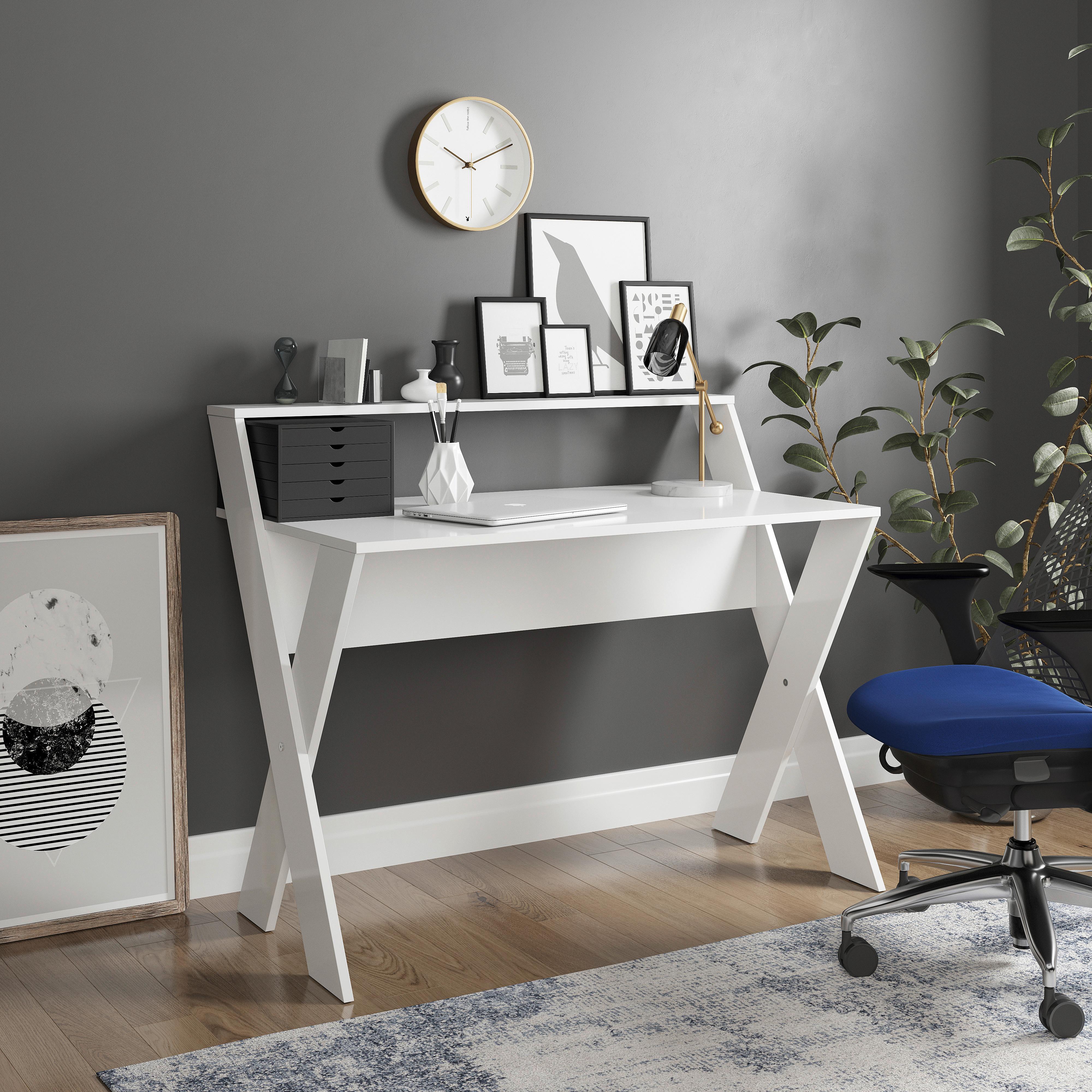 Schreibtisch B 95cm H 65cm Montreal Weiß - Weiß, MODERN, Holzwerkstoff (115/95/65cm) - MID.YOU