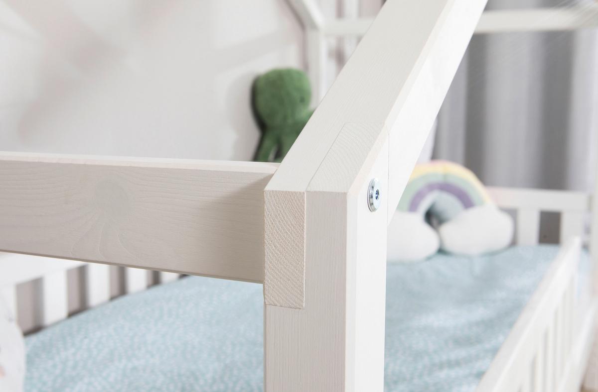 Hausbett Lou Bettschublade Weiß B: 90 cm - Weiß/Naturfarben, MODERN, Holz (90/200cm) - MID.YOU