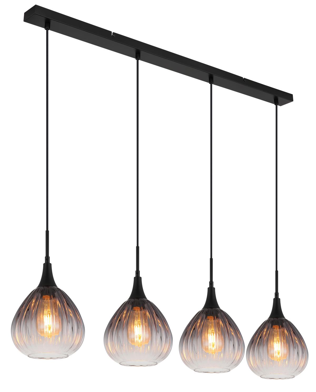 Hängeleuchte 15887-4h - Klar, Design, Glas/Metall (110/20/120cm) - Globo