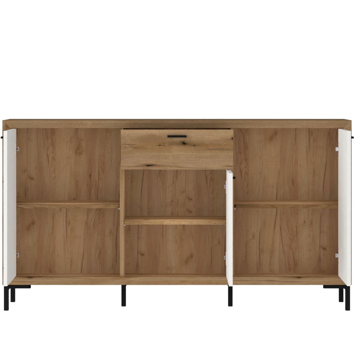 Komód Marinella - kasmírszínű/tölgyfa színű, Trend, faalapú anyag (157,2/86/43cm)