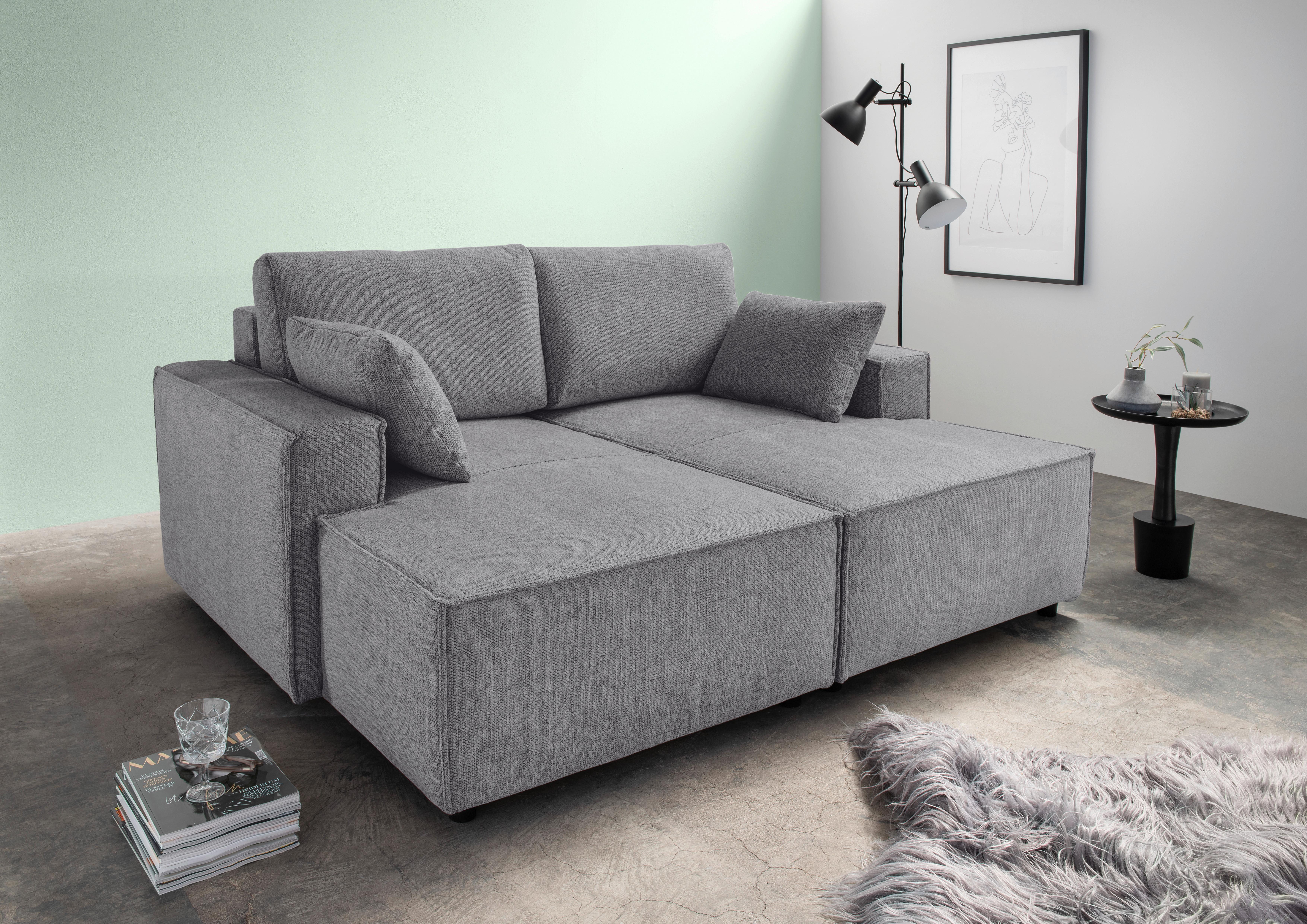 Bigsofa Tramin, Silberfarben B: 188 Cm - Schwarz/Grau, MODERN, Textil (188/86/154cm) - Livetastic