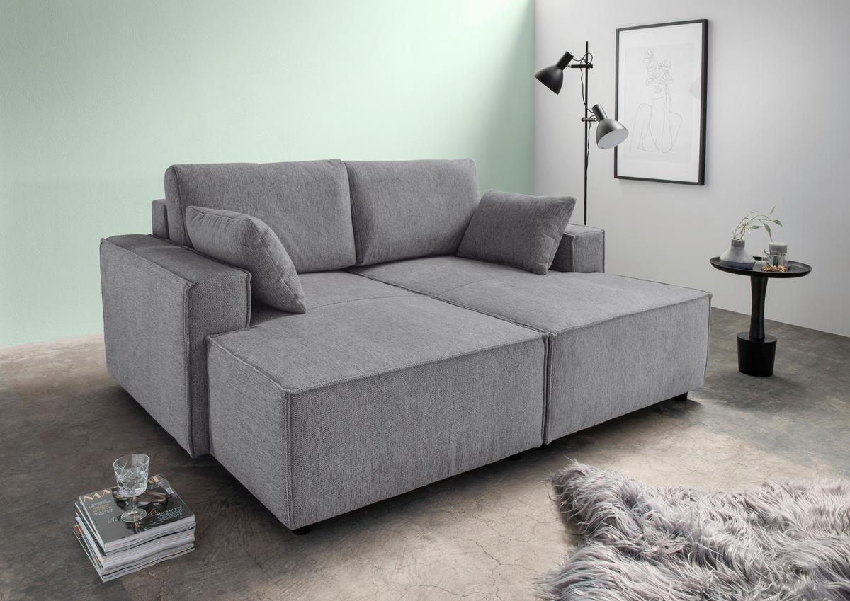 Bigsofa Tramin, Silberfarben B: 188 Cm - Schwarz/Grau, MODERN, Textil (188/86/154cm) - Livetastic