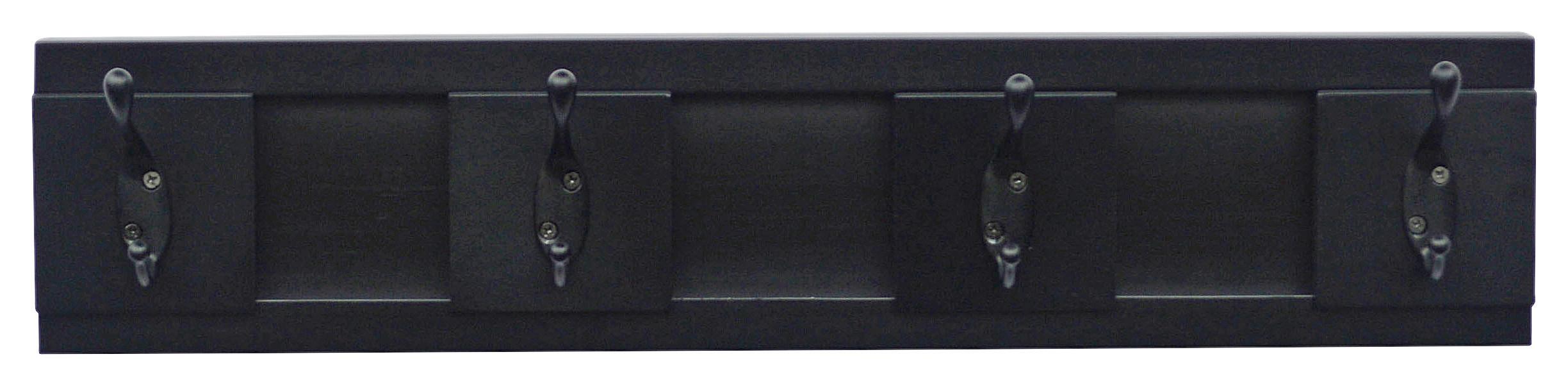 Hakenleiste Helga - Schwarz, MODERN, Holzwerkstoff/Metall (48/10/9cm)
