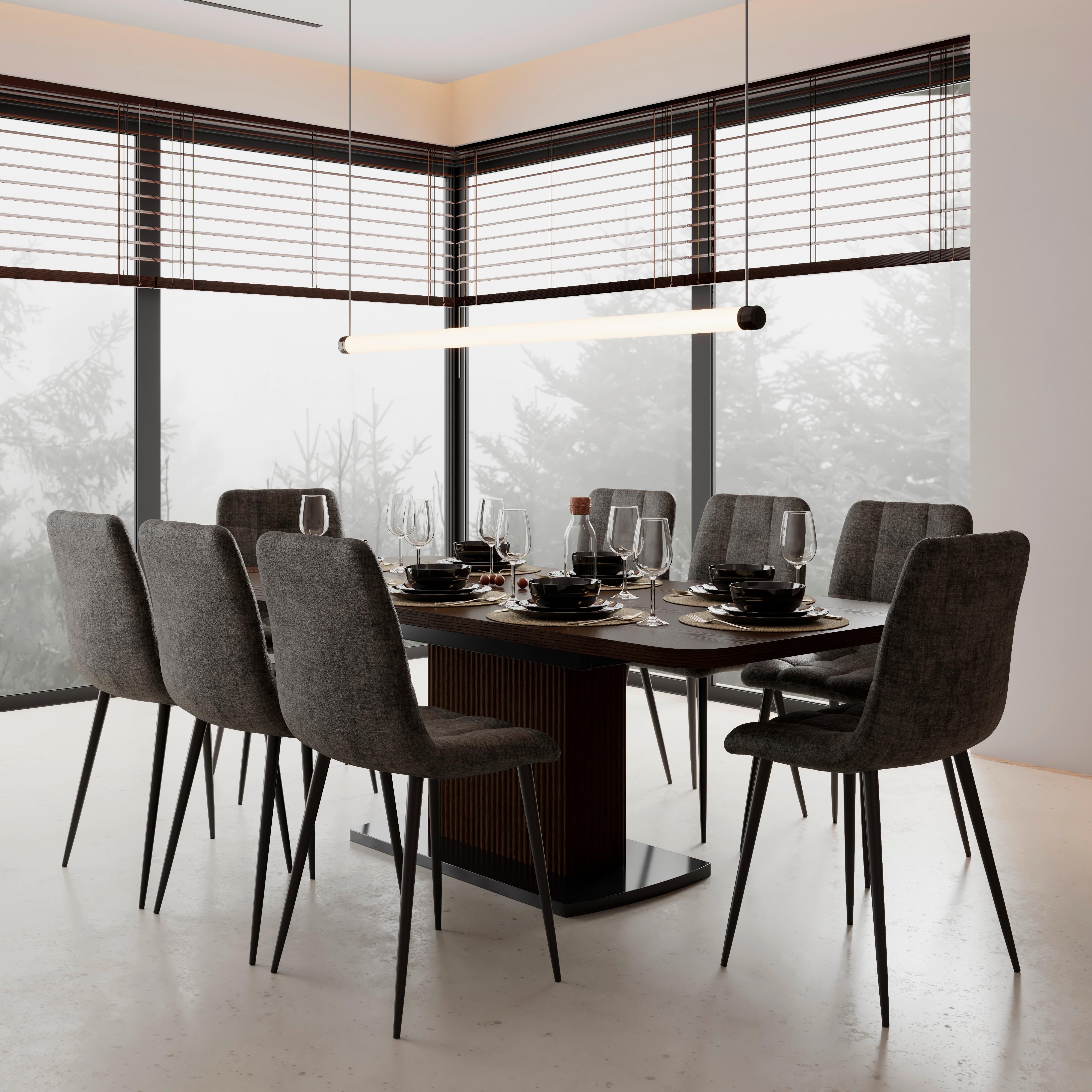 VÝSUVNÝ STŮL AMADO - černá/barvy vlašských ořechů, Moderní, kov/dřevo (200/76/90cm) - Bessagi Home