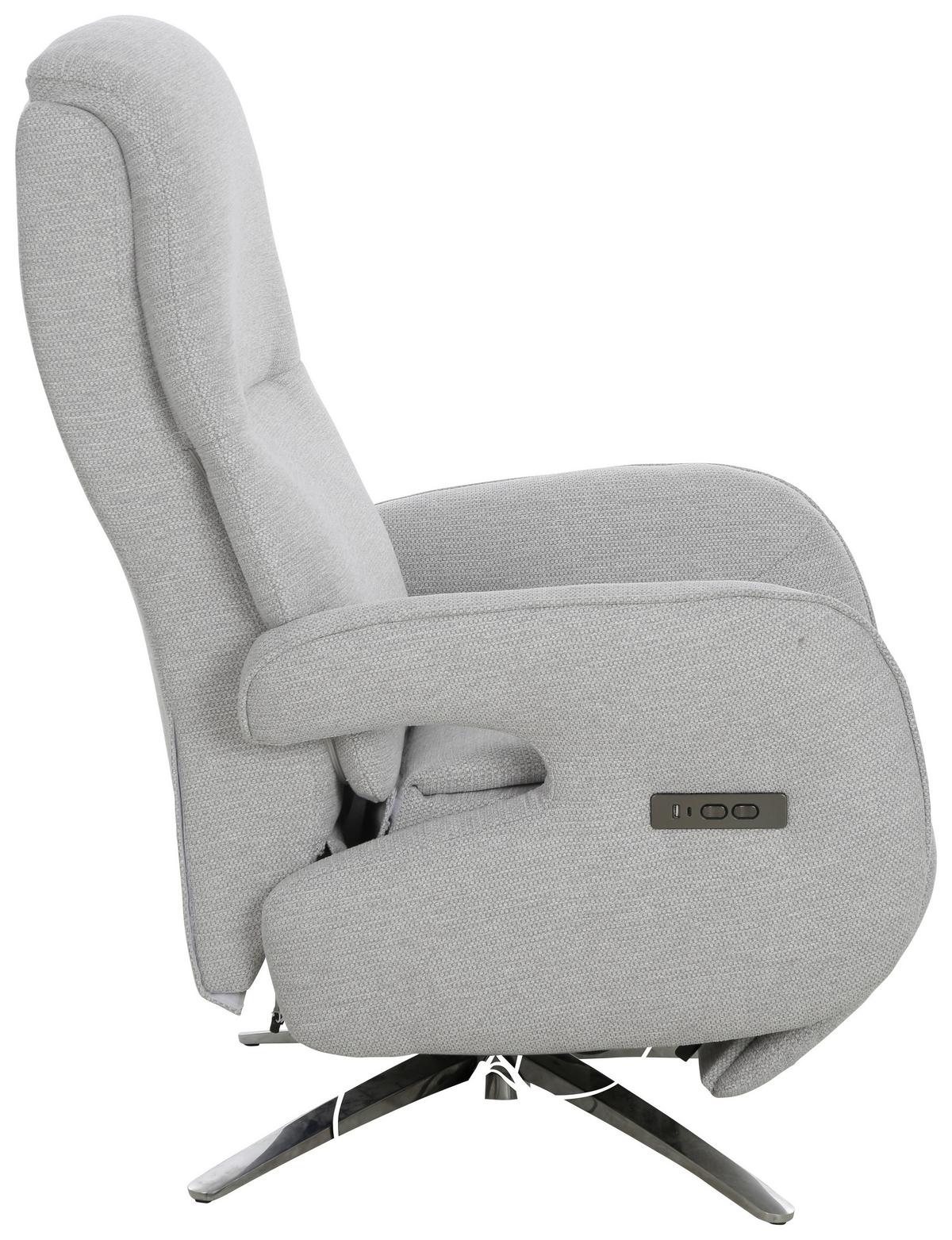 TV kreslo OTTAWA s relaxačnou funkciou - svetlosivá/chrómová, Modern, kov/drevo (74/115/92cm)