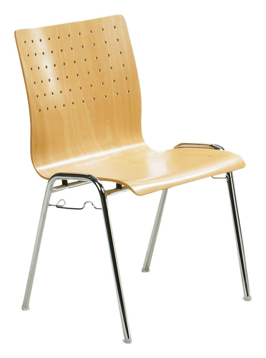Besucherstuhl My Arcado Stapelbar Buchef. teilmassiv - Chromfarben/Buchefarben, Basics, Holz/Metall (53/83/54cm) - MID.YOU
