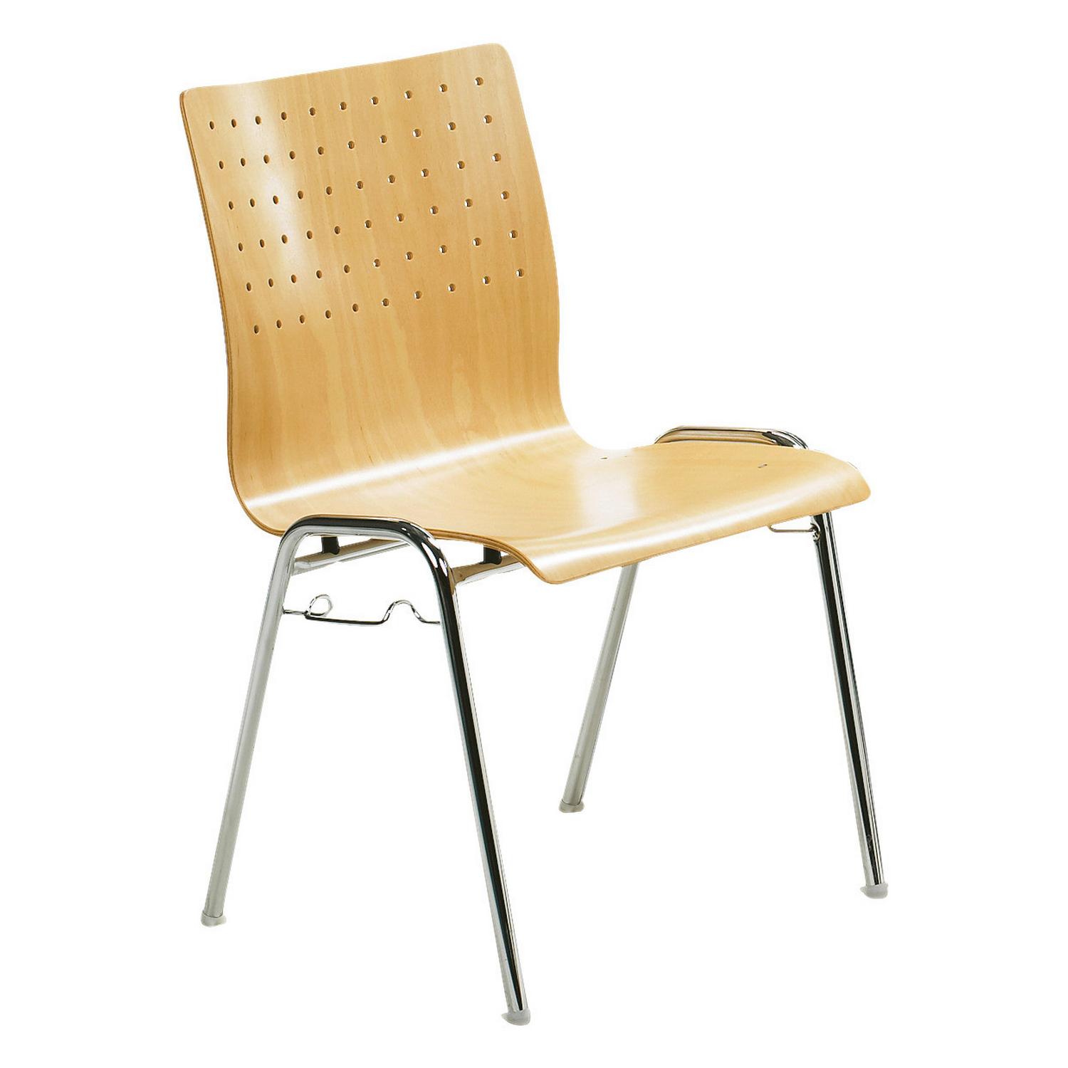 Besucherstuhl My Arcado Stapelbar Buchef. teilmassiv Buchefarben, Chromfarben 53x83x54 cm