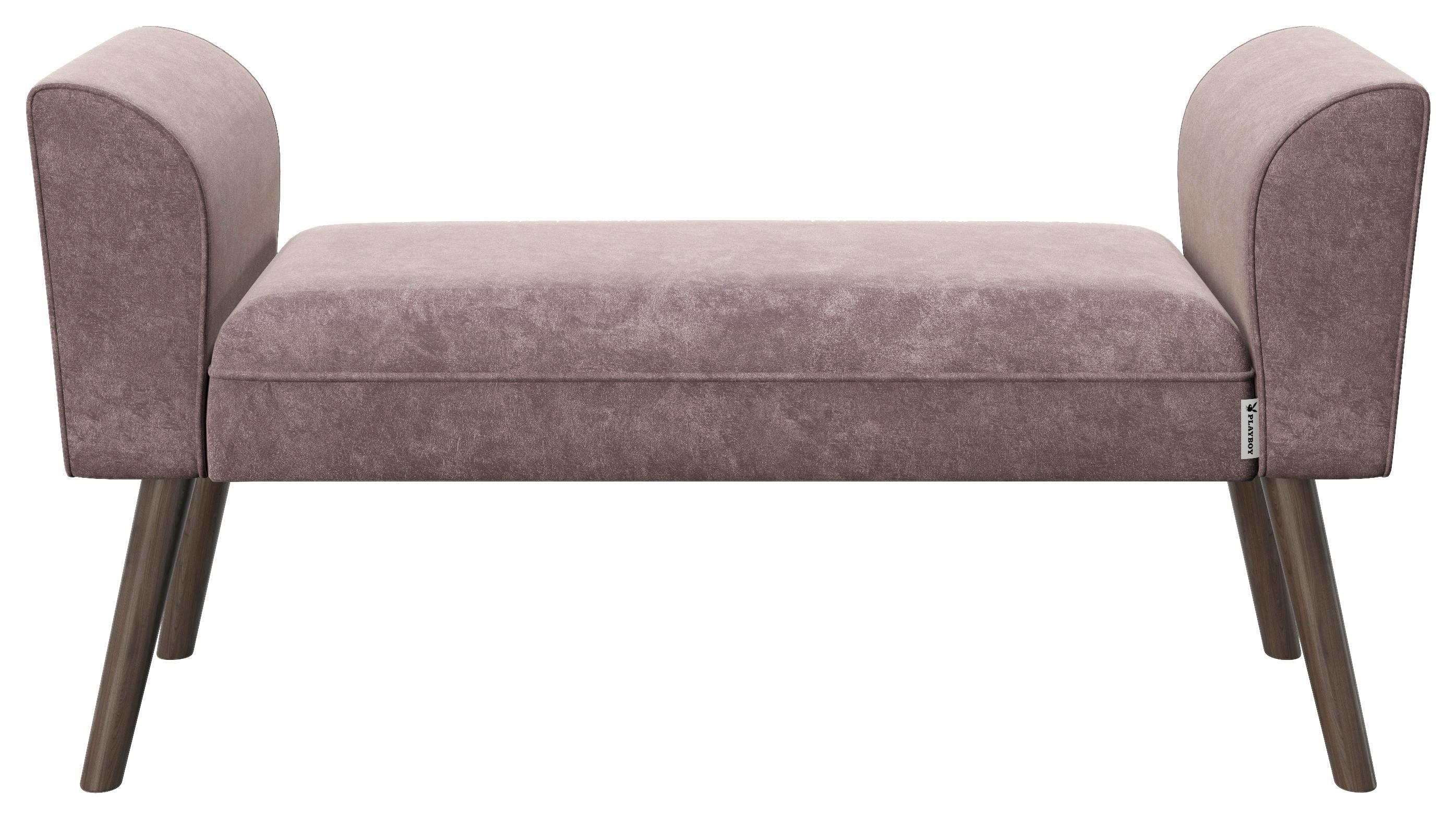 Hockerbank Tiffany Samt Rosa H: 54,5 cm Füße Echtholz - Walnussfarben/Rosa, MODERN, Textil (92,7/54,5/30cm) - Playboy