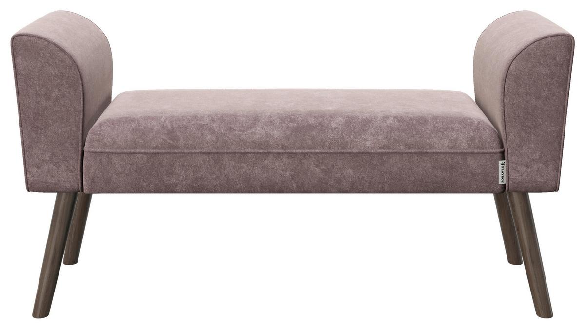 Hockerbank Tiffany Samt Rosa H: 54,5 cm Füße Echtholz - Walnussfarben/Rosa, MODERN, Textil (92,7/54,5/30cm) - Playboy