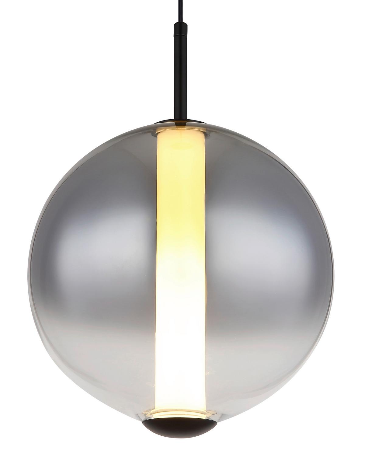 LED-Hängeleuchte Lacy Grau Schwarz Weiß D: 25 cm - Schwarz/Weiß, KONVENTIONELL, Glas/Kunststoff (25/120cm) - Globo