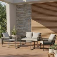 TERASOVÁ SEDACÍ SOUPRAVA PAULINA - černá/světle šedá, Moderní, kov/textil (106/74/70,5cm) - Bessagi Garden