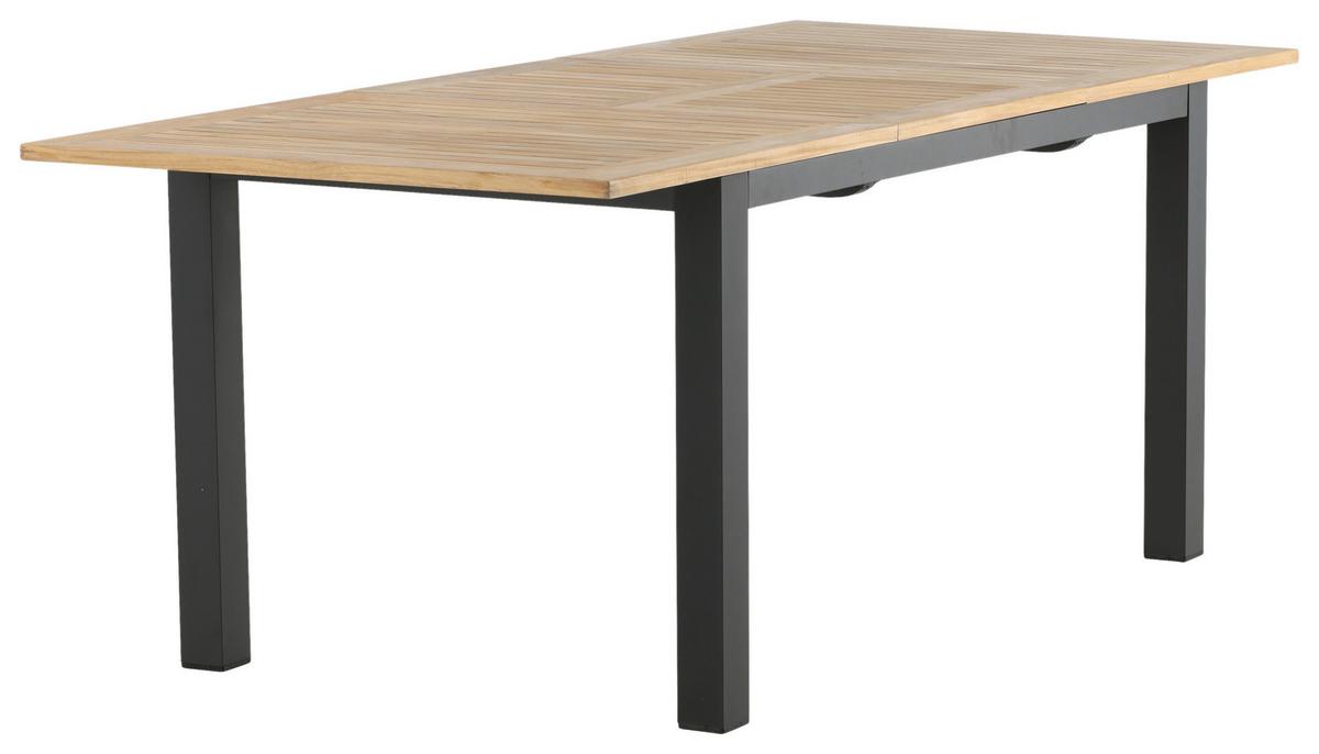 Gartentisch Panama Teakholz/Metall L 210 cm - Schwarz/Teakfarben, KONVENTIONELL, Holz/Metall (210/90/75cm) - Gardenson