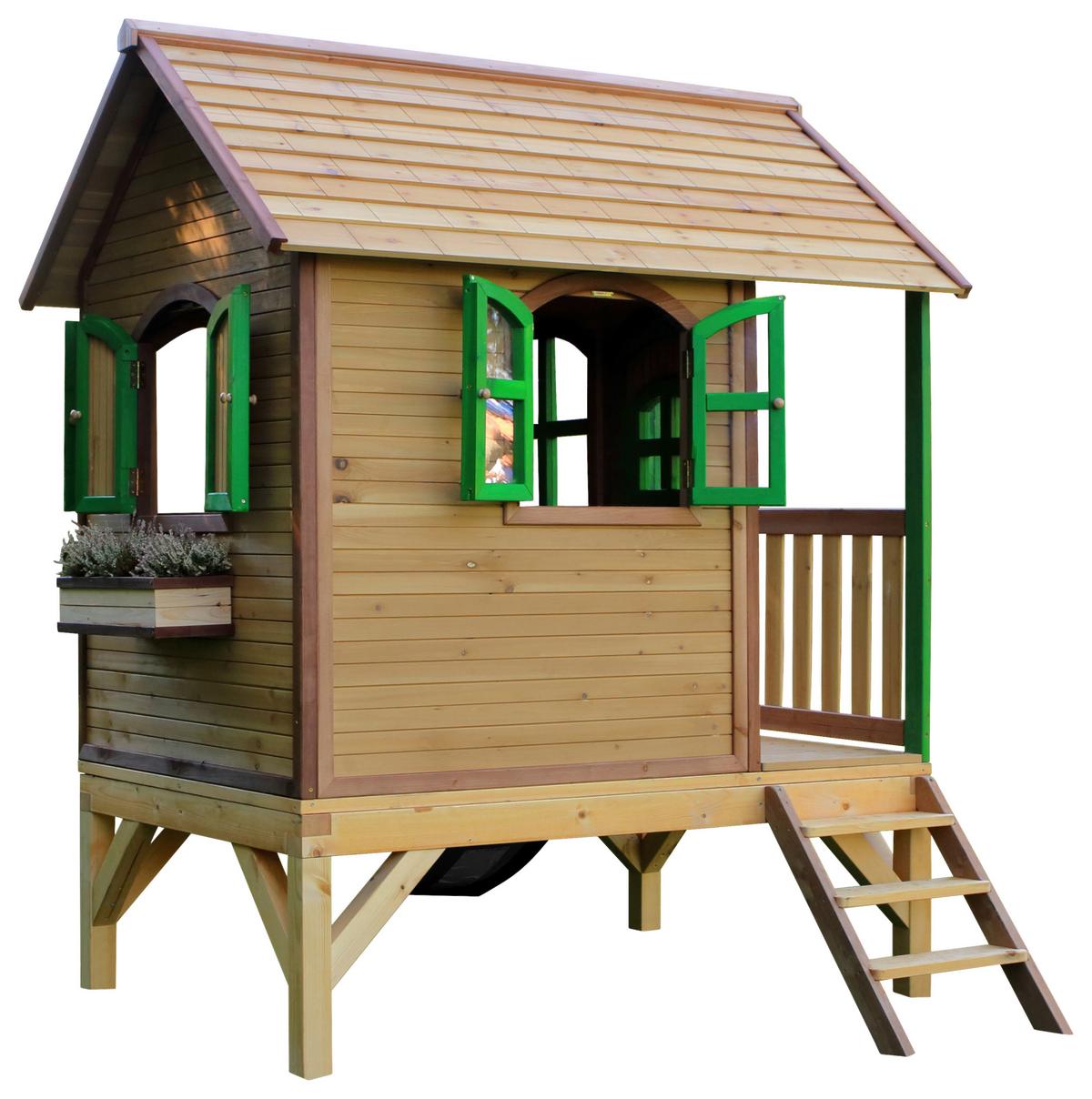 Spielhaus A030.036.80 - Rot/Braun, KONVENTIONELL, Holz (287/231/191cm) - Ambia Garden