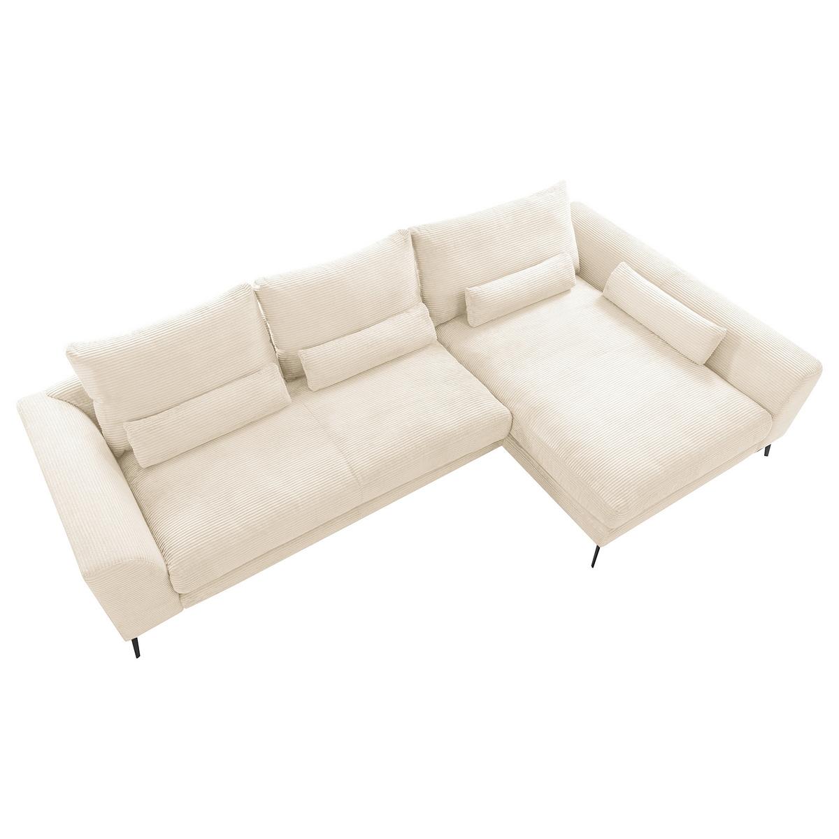 Ecksofa Berlin Cord Creme 313x172 cm - Creme/Schwarz, Design, Textil (313/172cm) - P & B