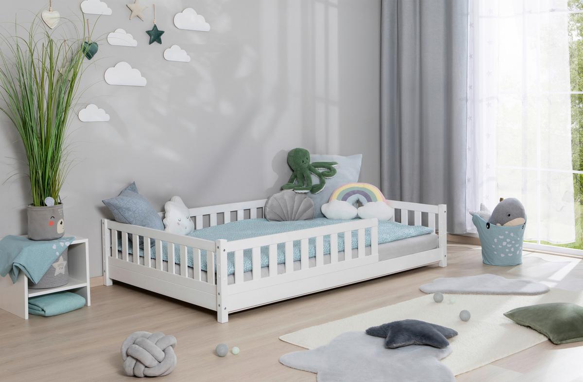 Hausbett Lou Weiß B: 140 cm - Weiß/Naturfarben, MODERN, Holz/Textil (140/200cm) - MID.YOU