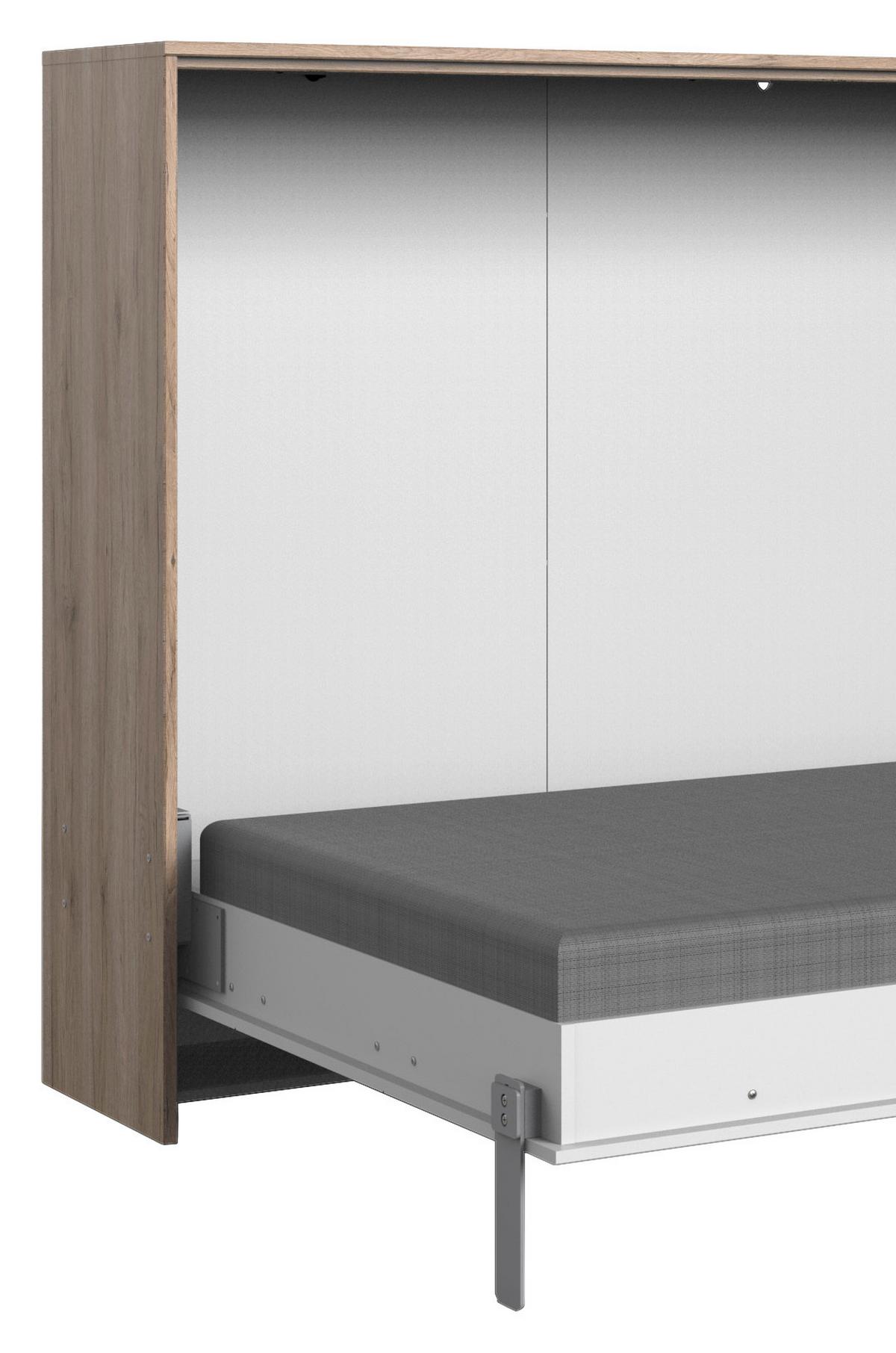 Schrankbett Mit Lattenrost 120x200 Juist Weiß/ Eiche - Eichefarben/Weiß, KONVENTIONELL, Holz/Holzwerkstoff (120/200cm) - MID.YOU