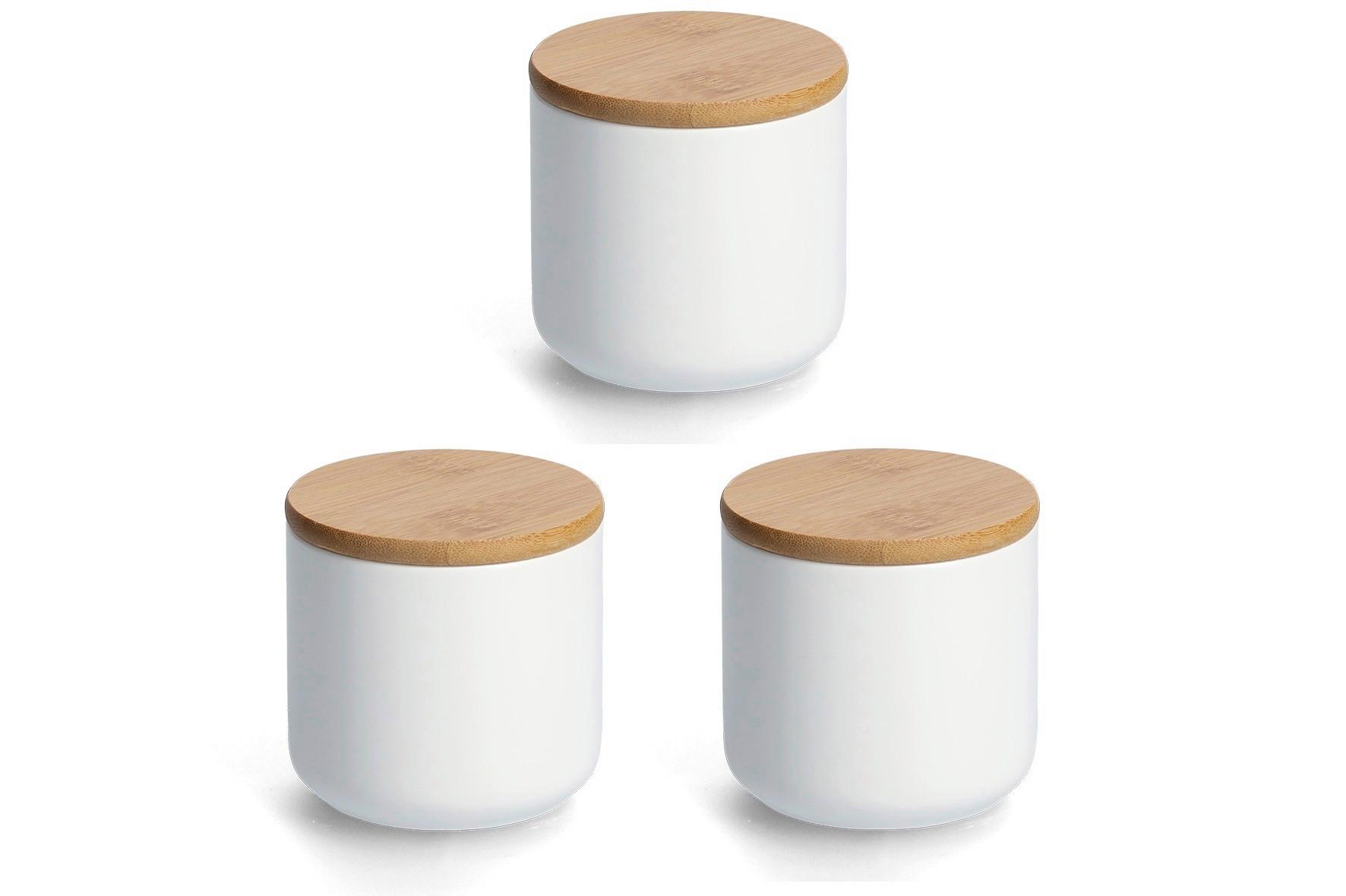 VORRATSDOSENSET Weiß, Ø/H: ca. 9x9 cm - Weiß, Basics, Keramik (8,7/8,5cm) - Zeller Present