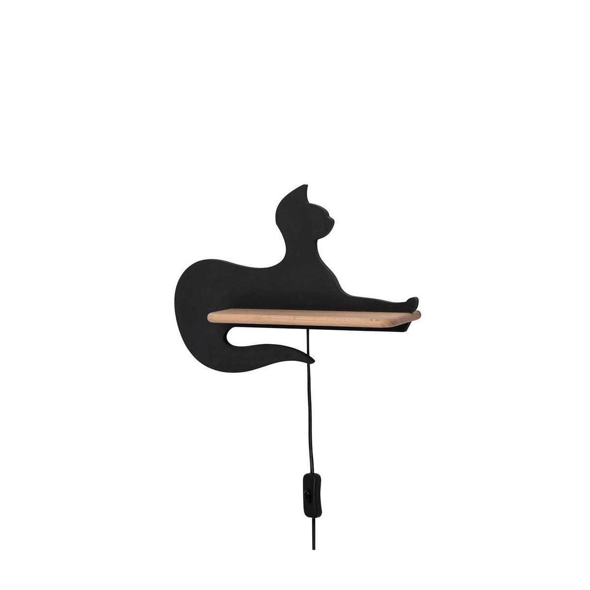 Kinderwandleuchte 21-26002 Cat - Schwarz, Basics, Holz/Holzwerkstoff (36/12/26cm)