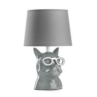 Tischleuchte Grau D: 18 cm 6w - Grau, Trend, Keramik/Textil (18/29cm)