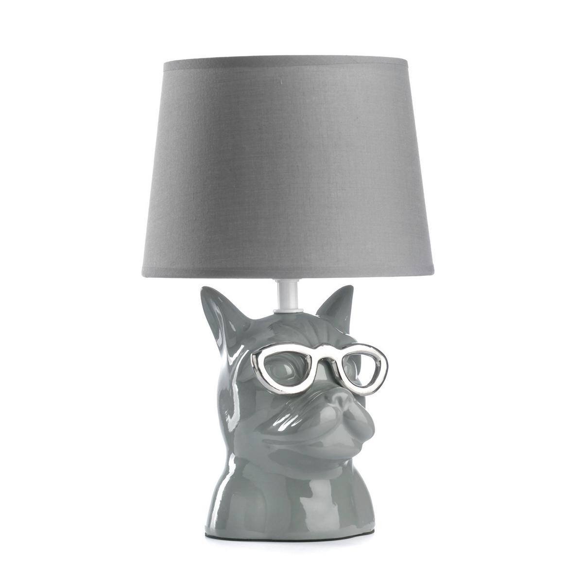 Tischleuchte Grau D: 18 cm 6w - Grau, Trend, Keramik/Textil (18/29cm)