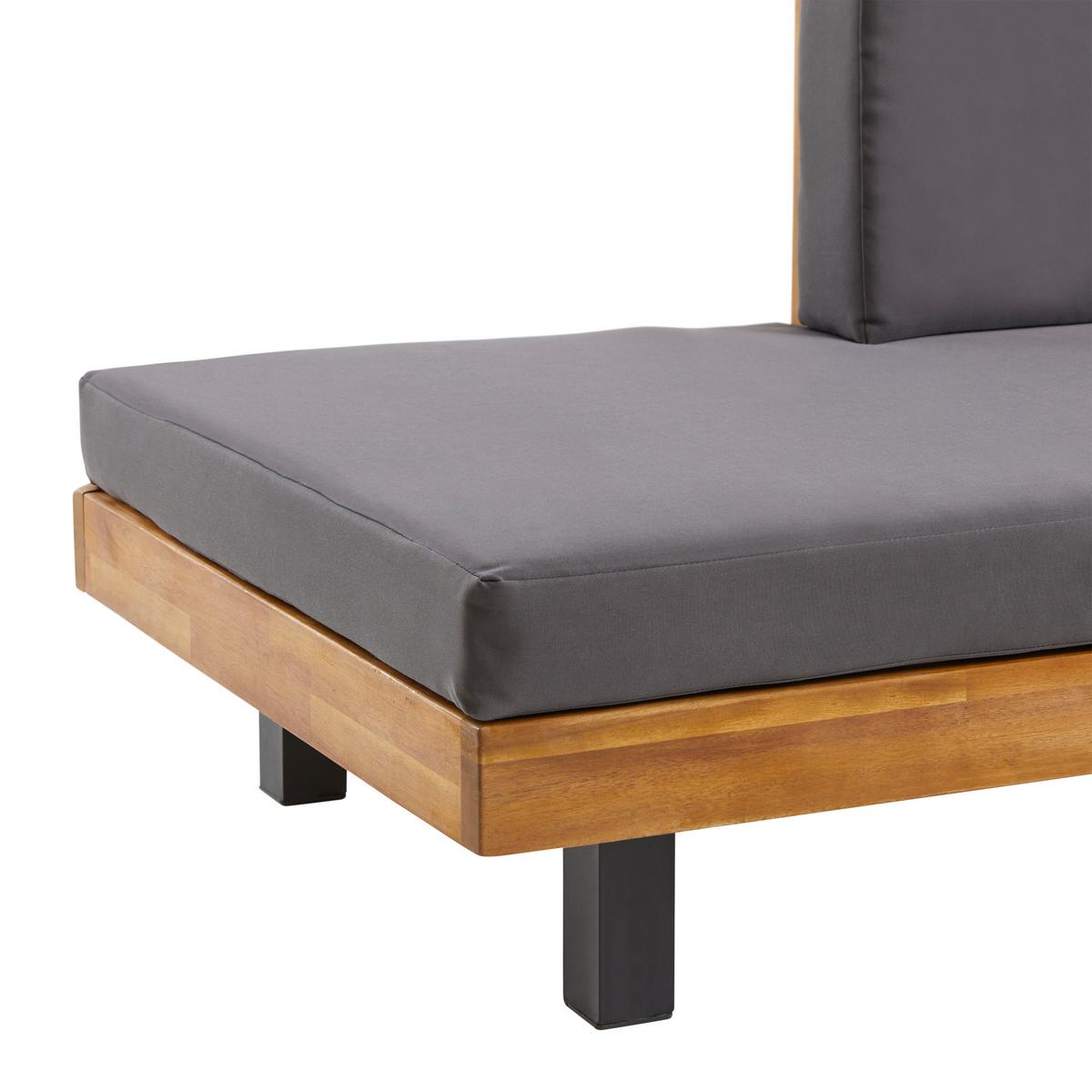 Zahradní sedací souprava GIANNY - šedá/barvy akácie, Moderní, kov/dřevo (232/72/72cm) - Bessagi Garden