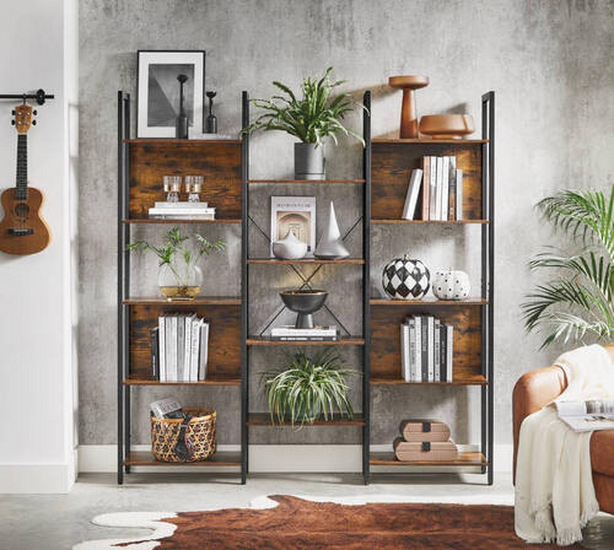 Regal Regal B: 158 cm Braun/Schwarz - Schwarz/Braun, Trend, Holzwerkstoff (158/166/24cm) - Boxxx