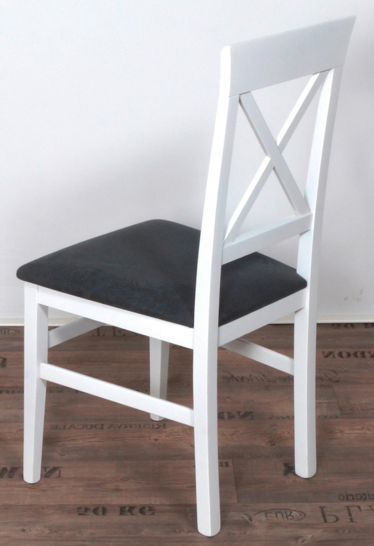 Stuhl-set Madrano Grau/weiß B: 44 Cm - Weiß/Grau, KONVENTIONELL, Holz/Textil (44/93/46cm) - MID.YOU