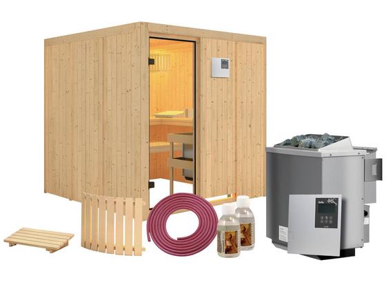 Bio-Sauna Cannes mit externer Steuerung (Kombi-Sauna) - Naturfarben, MODERN, Holz (196/198/196cm) - Karibu Bio-Sauna Cannes mit externer Steuerung (Kombi-Sauna) - Naturfarben, MODERN, Holz (196/198/196cm) - Karibu