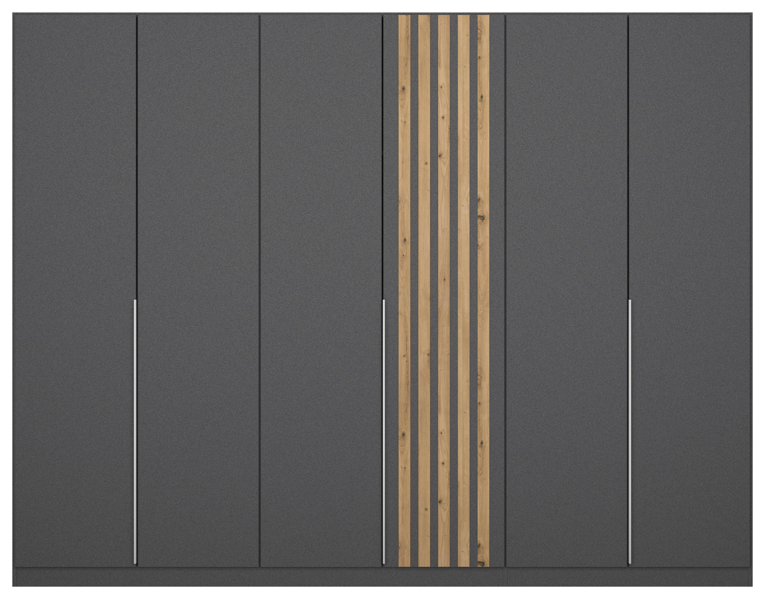 Drehtürenschrank B: 271 cm Lamella Grau/Eiche Dekor - Eiche Artisan/Grau, MODERN, Holzwerkstoff (271/210/54cm) - Rauch Möbel
