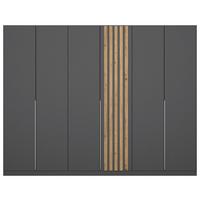 Drehtürenschrank B: 271 cm Lamella Grau/Eiche Dekor - Eiche Artisan/Grau, MODERN, Holzwerkstoff (271/210/54cm) - Rauch Möbel