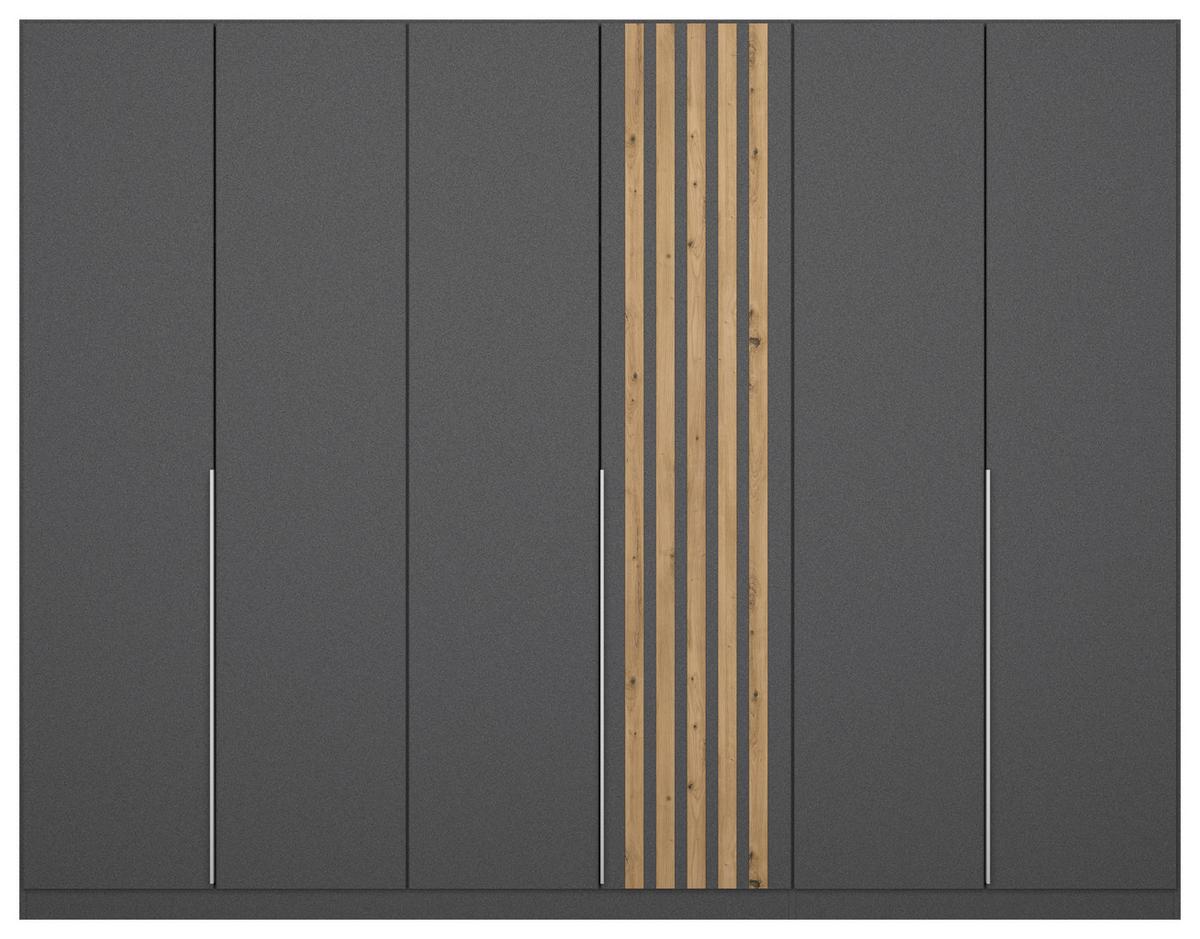 Drehtürenschrank B: 271 cm Lamella Grau/Eiche Dekor - Eiche Artisan/Grau, MODERN, Holzwerkstoff (271/210/54cm) - Rauch Möbel
