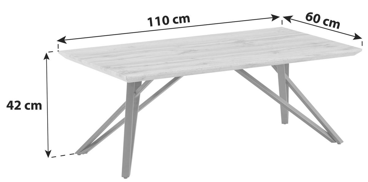 Dohányzóasztal Turin - fekete/tölgyfa, Modern, faalapú anyag/fém (110cm) - Mömax