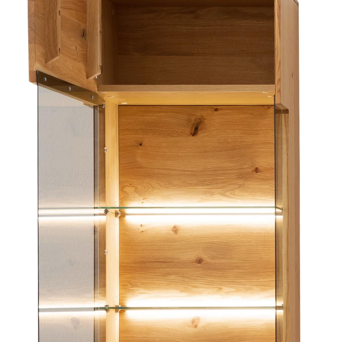 Wohnkombination Massiv 3-Tlg. Como Wildeiche - Wildeiche, Natur, Glas/Holz (246/202/51cm) - MID.YOU