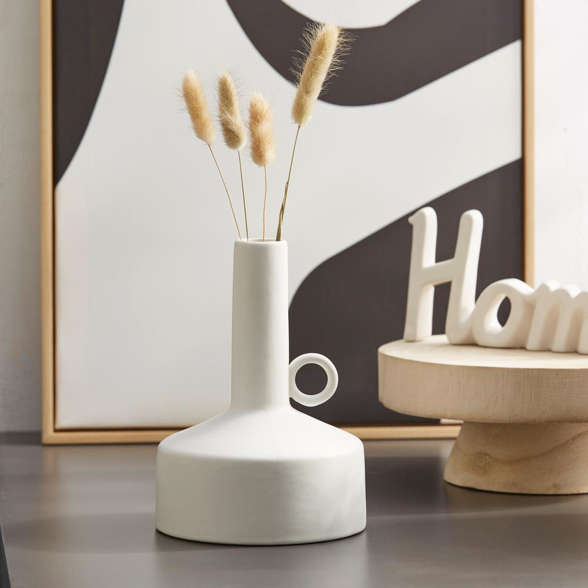 Vase Eliott Bauchig Keramik Weiß H: 19,2 cm - Weiß, Basics, Keramik (14/19,2cm) - Luca Bessoni