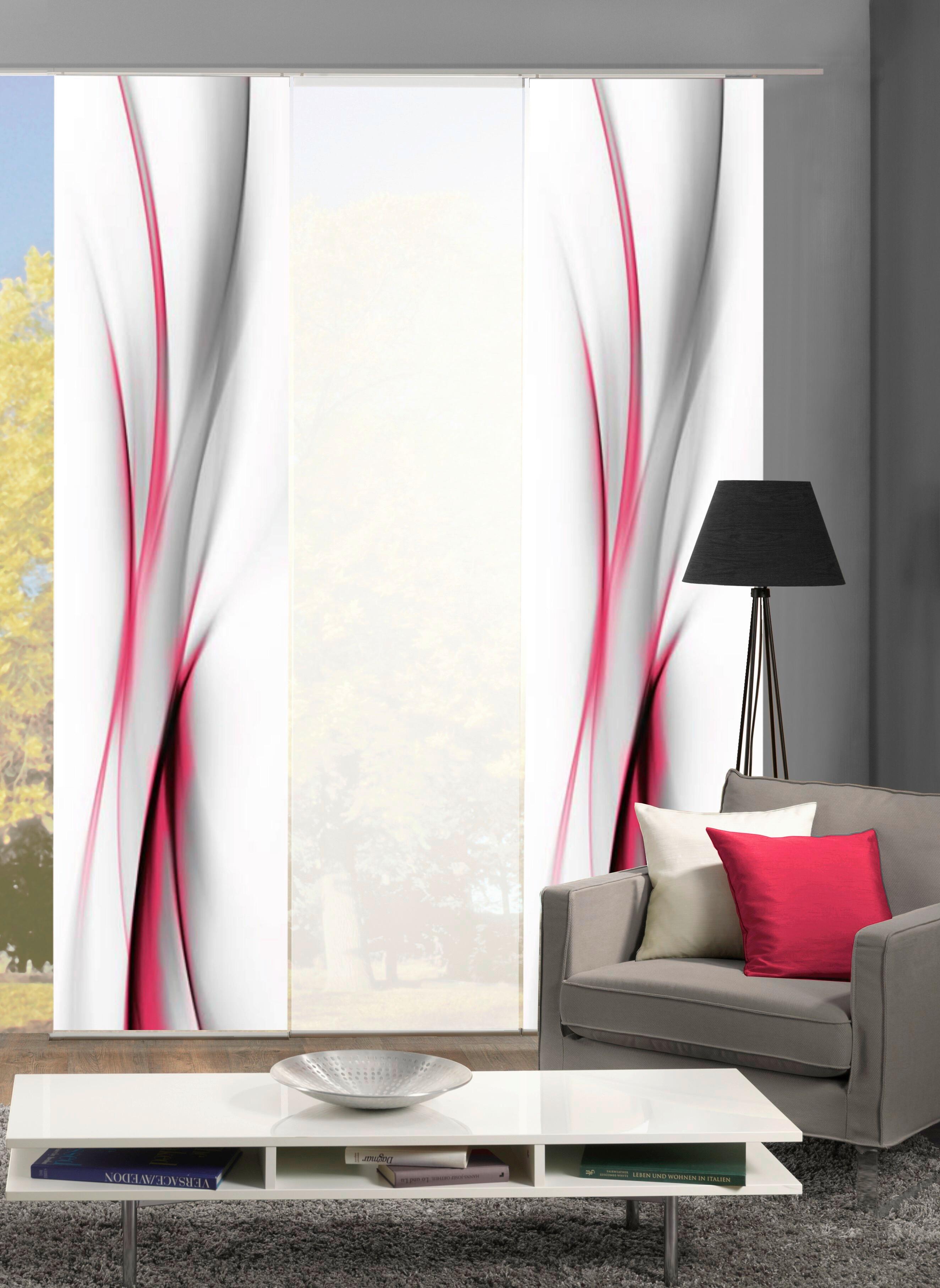 Flächenvorhang 3er Set Rochelle - Rot, Design, Textil (60/245cm) - Schmidt W. Gmbh