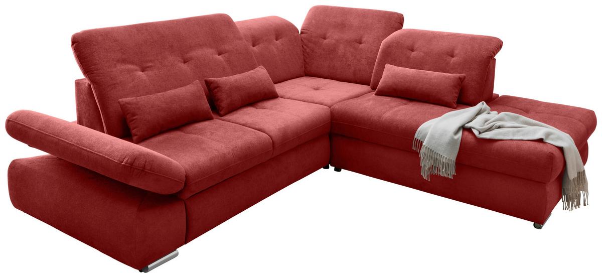 Ecksofa Dalida Rot S: 280x254 Cm - Chromfarben/Rot, MODERN, Textil (280/254cm) - Livetastic