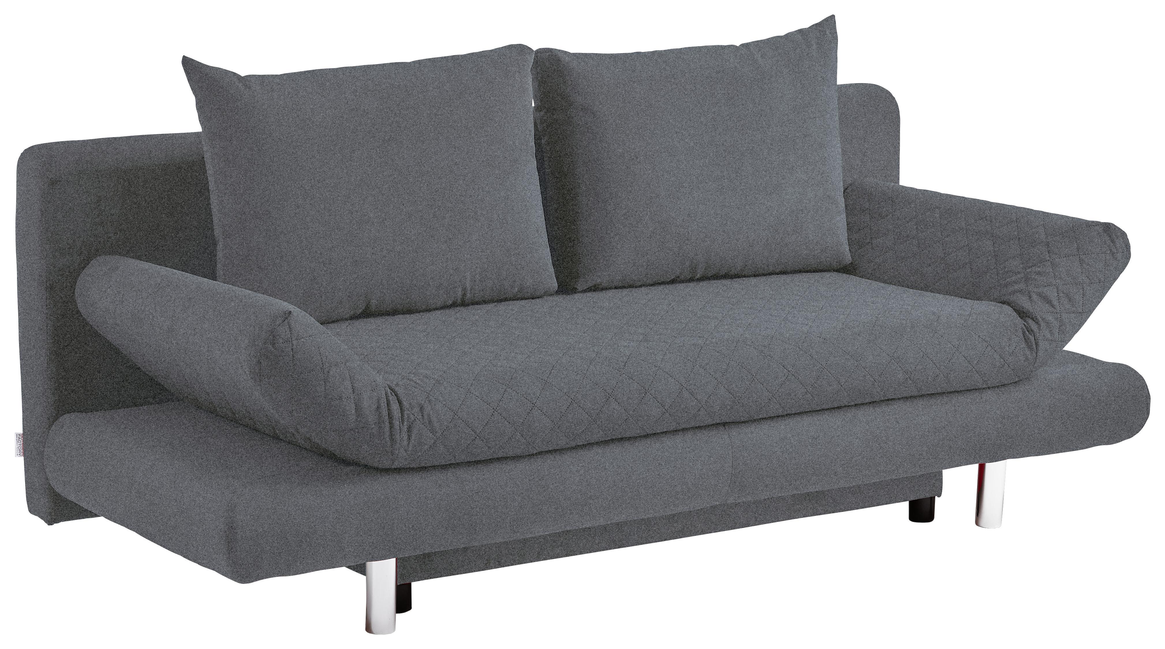 Schlafsofa Sorini - Chromfarben/Dunkelgrau, Design, Textil (194/73/91cm) - Livetastic